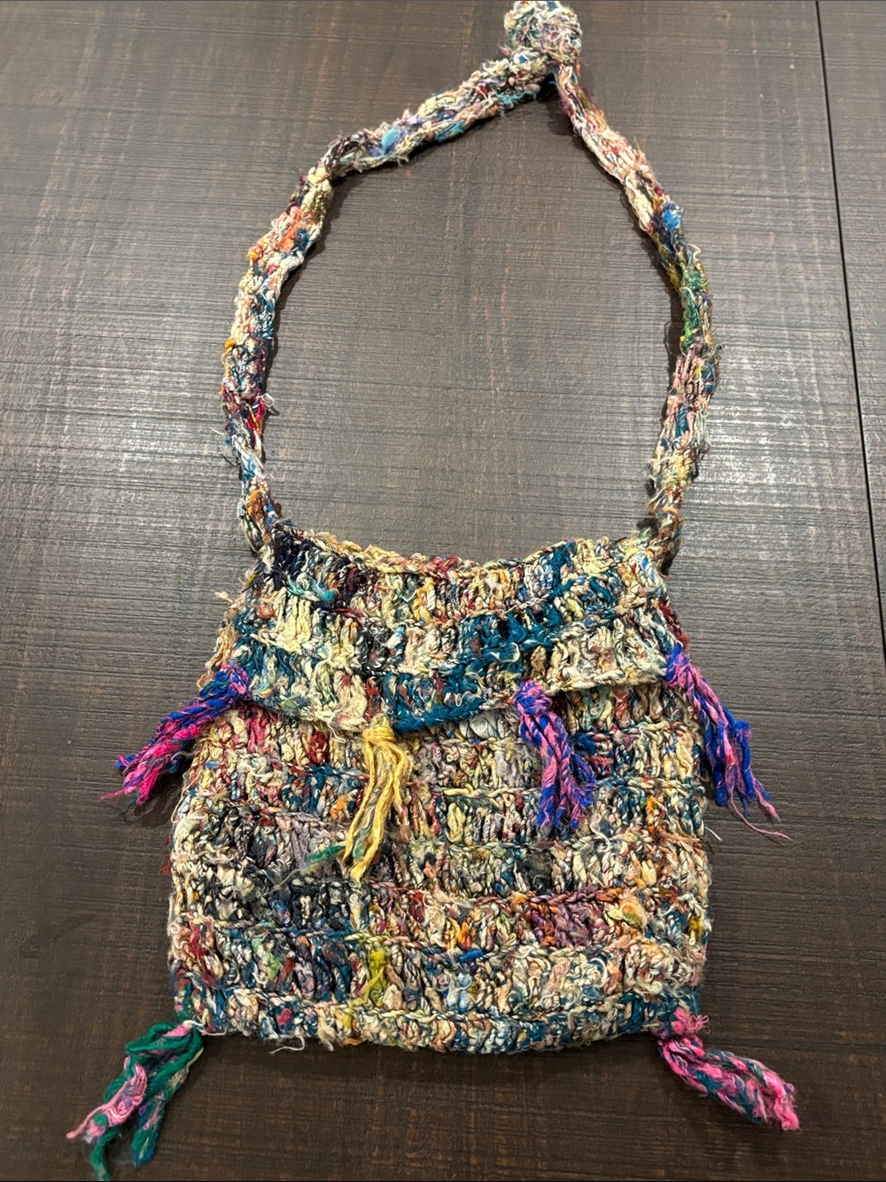 Handmade 100% Recycled Sari Silk Crossbody Bag | Made in Nepal
